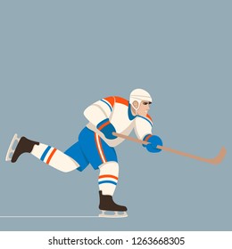 hockey player ,vector illustration ,flat style, profile view