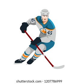 Hockey player. Vector illustration isolated on a white background