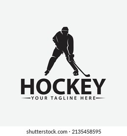 hockey player vector logo design template