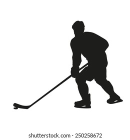 Hockey player. Vector silhouette