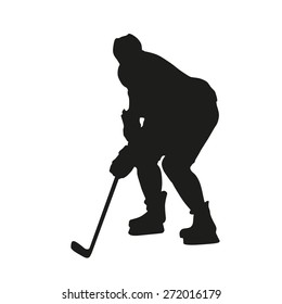 Hockey player. Vector silhouette