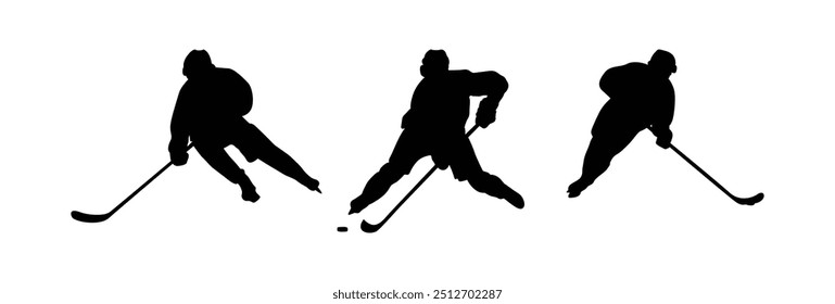 Hockey player vector silhouette white black background