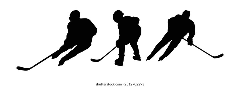 Hockey player vector silhouette white black background