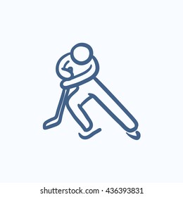 Hockey player vector sketch icon isolated on background. Hand drawn Hockey player icon. Hockey player sketch icon for infographic, website or app.