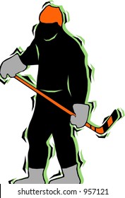 Hockey player.Pantone colors.Vector illustration
