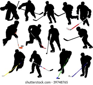 Hockey Players 2 Vector Silhouettes