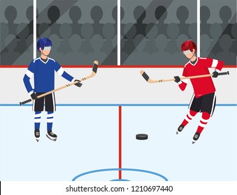 hockey players competition with uniform in the rink
