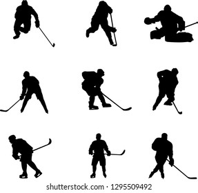 Hockey players silhouettes