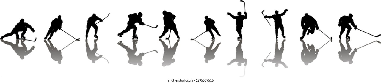 Hockey players silhouettes - Shutterstock ID 1295509516