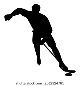 Hockey Players Silhouettes on Ice Winter Action Scene