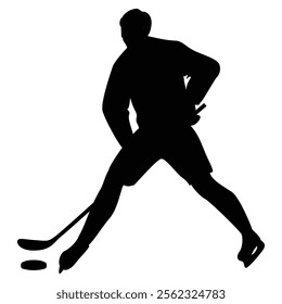 Hockey Players Silhouettes on Ice Winter Action Scene