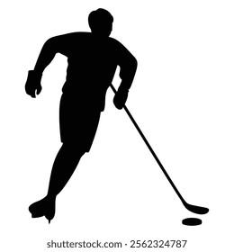 Hockey Players Silhouettes on Ice Winter Action Scene