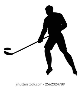 Hockey Players Silhouettes on Ice Winter Action Scene