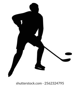 Hockey Players Silhouettes on Ice Winter Action Scene