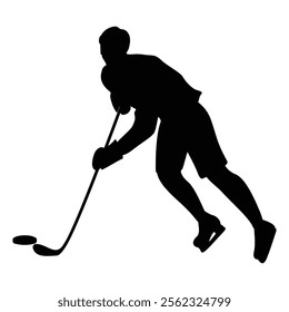 Hockey Players Silhouettes on Ice Winter Action Scene