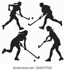 Hockey players' silhouettes in winter sports action
