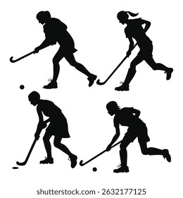 Hockey players' silhouettes in winter sports action