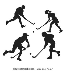 Hockey players' silhouettes in winter sports action