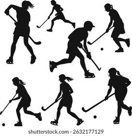 Hockey players' silhouettes in winter sports action