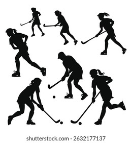 Hockey players' silhouettes in winter sports action