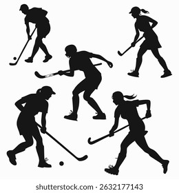 Hockey players' silhouettes in winter sports action