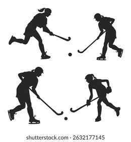 Hockey players' silhouettes in winter sports action