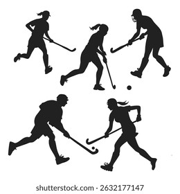 Hockey players' silhouettes in winter sports action