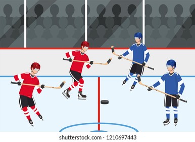 hockey players team competition with equipment