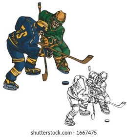 Hockey players. Vector illustration