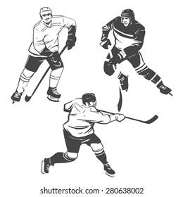 hockey players vector illustration inking