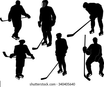 Hockey players vector silhouette