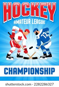 Hockey poster featuring intense faceoff action with players battling for possession. Perfect for sports designs and projects.