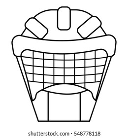 Hockey protective helmet icon. Outline illustration of hockey protective helmet vector icon for web