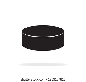 Hockey Puck Black . Black Vector Icon in flat style, on White background