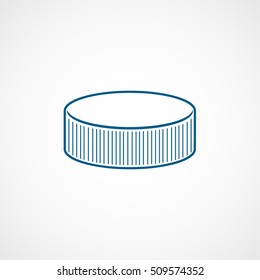 Hockey Puck Blue Line Icon On White Background