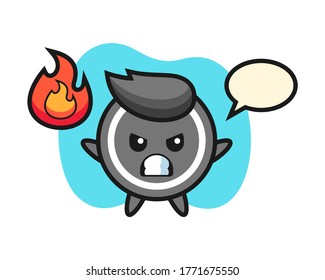 Hockey puck cartoon with angry gesture