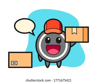 Hockey puck cartoon as a courier