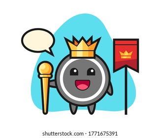 Hockey puck cartoon as a king