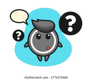 Hockey puck cartoon with the question mark
