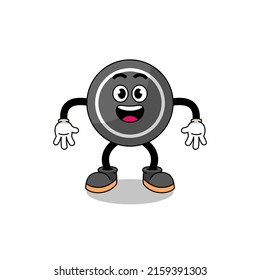 hockey puck cartoon with surprised gesture , character design