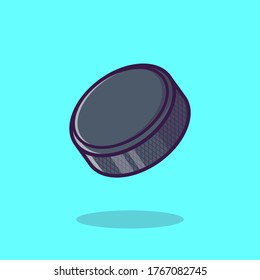 Hockey Puck Cartoon Vector Icon Illustration. Sport Icon Concept Isolated Premium Vector. Flat Cartoon Style