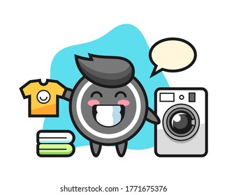 Hockey puck cartoon with washing machine
