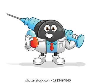 Hockey puck character. cartoon mascot vector
