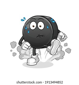 Hockey puck character. cartoon mascot vector