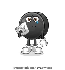 Hockey puck character. cartoon mascot vector