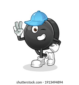 Hockey puck character. cartoon mascot vector