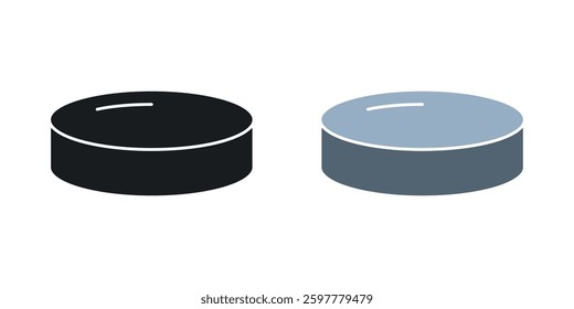 Hockey puck colored icon set. Stock Vector