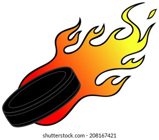 Hockey Puck with Flames