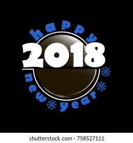 hockey puck and a Happy New Year 2018.  Vector illustration