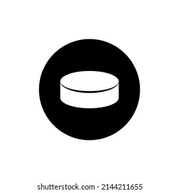 Hockey puck icon in black round